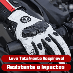 Luvas Moto de Couro Branca 5